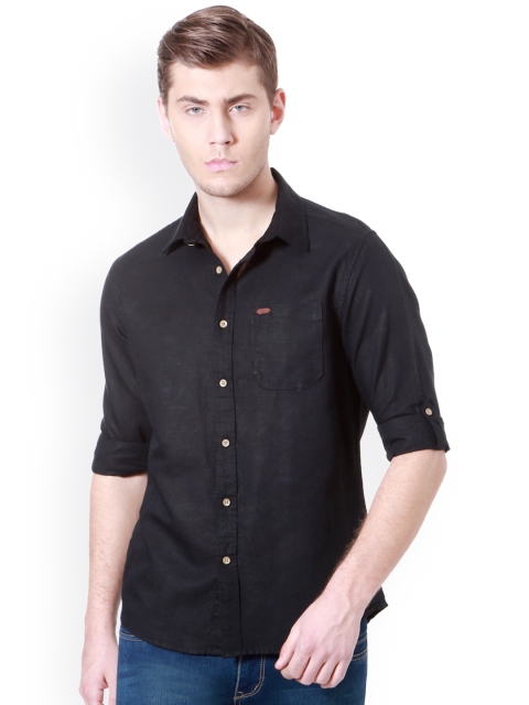 

People Men Black Slim Fit Solid Casual Shirt