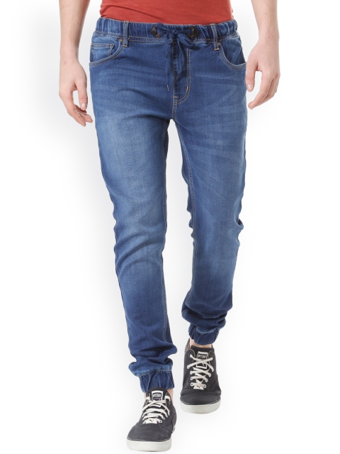 

People Men Blue Slim Fit Mid-Rise Denim Joggers