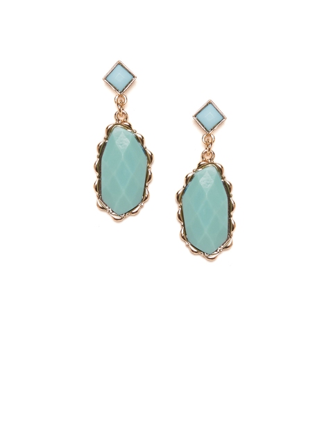 

Kazo Gold-Toned & Sea Green Oval Drop Earrings