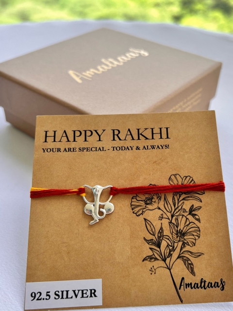 

Amaltaas Silver-Toned Ganesh Ji 925 Silver Rakhi