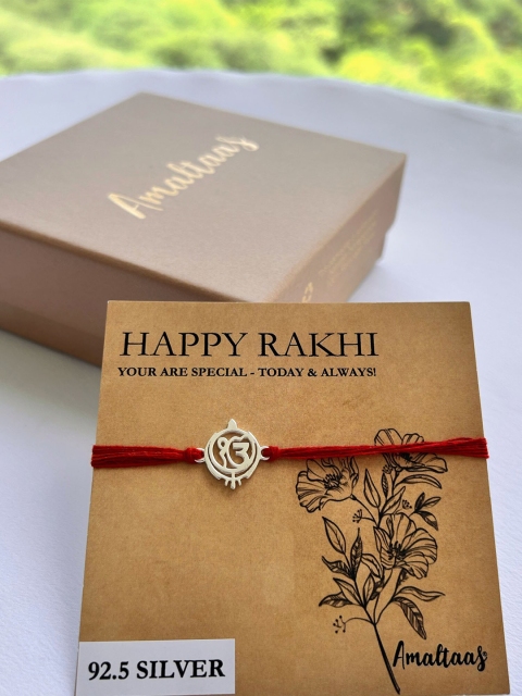 

Amaltaas Red 925 Sterling Silver Rakhi