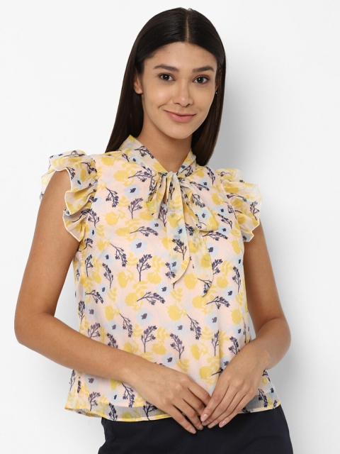 

Allen Solly Woman Multicoloured & sun kiss Floral Print Tie-Up Neck Top, Multi