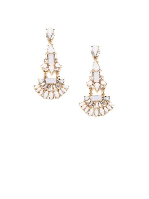 

Kazo Gold-Toned & White Teardrop-Shaped Drop Earrings