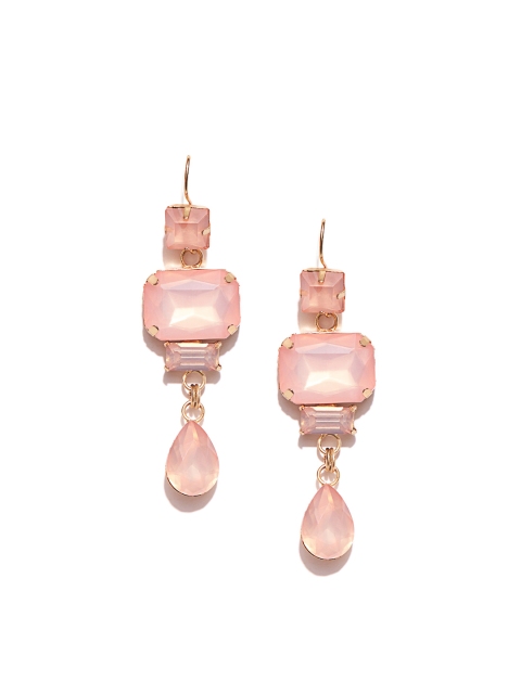 

Kazo Pink-Toned Teardrop Shaped Drop Earrings