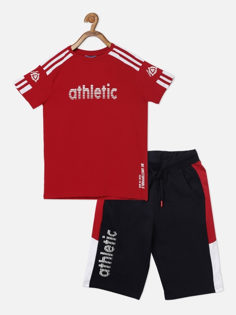 

R&B Boys Red & Black Printed Pure Cotton T-shirt with Shorts