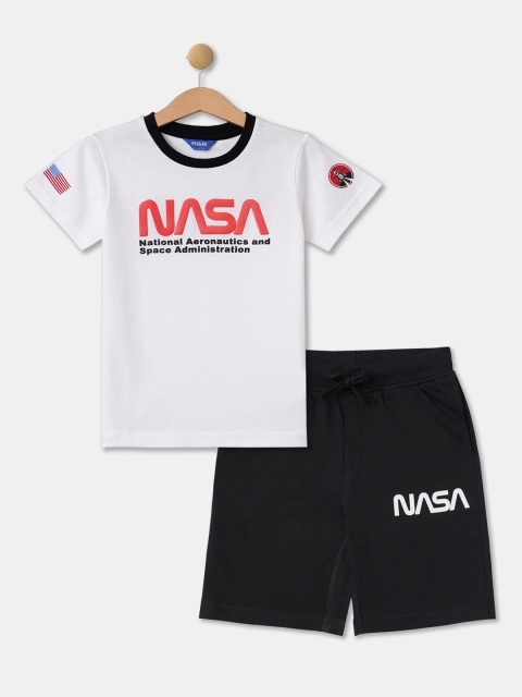 

R&B Boys White & Black Printed T-shirt with Shorts