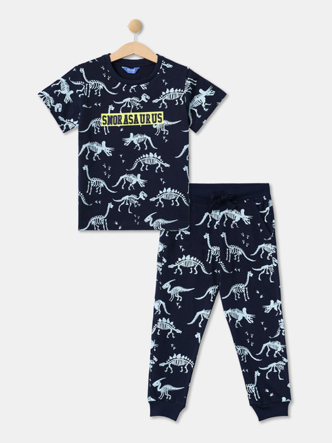 

R&B Boys Navy Blue Printed T-shirt with Trousers