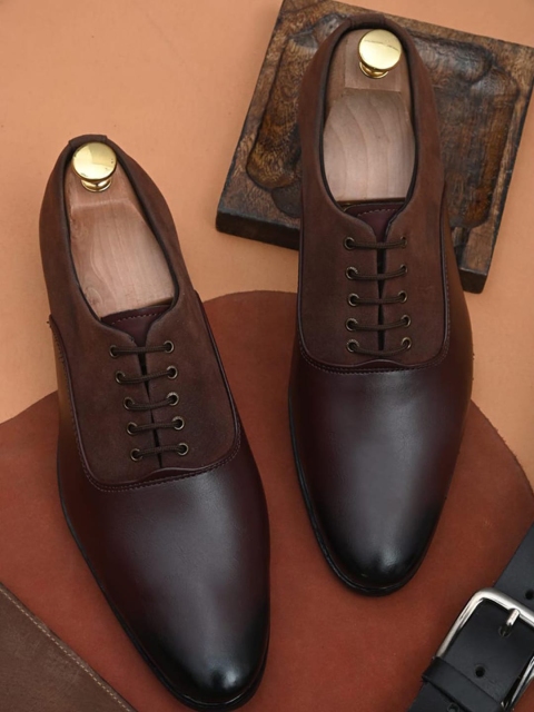 

birgos Men Brown Solid Oxfords