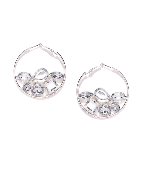 

Kazo Silver-Toned Quirky Hoop Earrings
