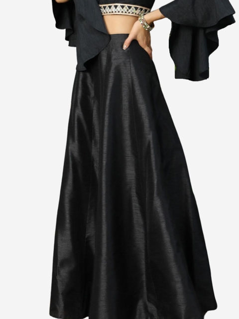 

Alaya By Stage3 Women Black Solid Flared Maxi Skirt