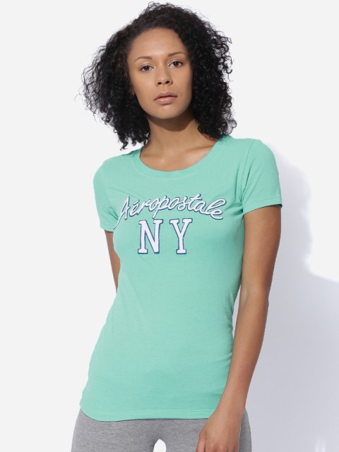 

Aeropostale Women Sea Green Round Neck T-shirt