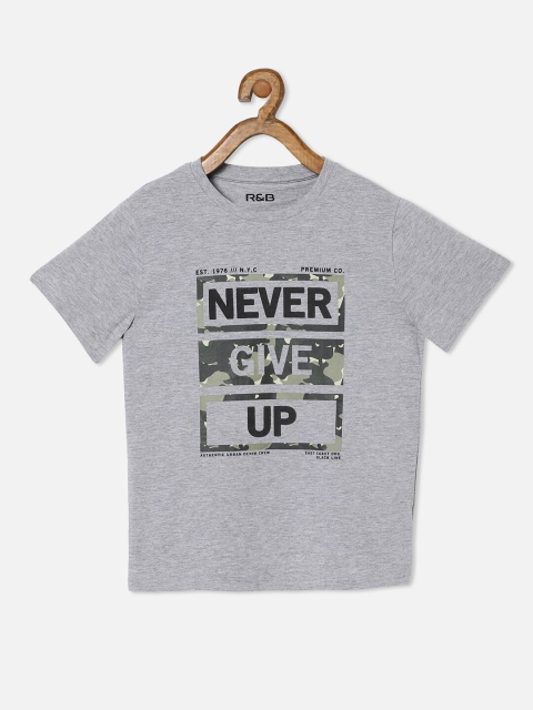 

R&B Boys Grey & iris V-Neck Applique T-shirt