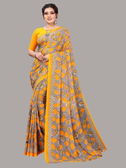 

Yashika Yellow & Grey Floral Saree