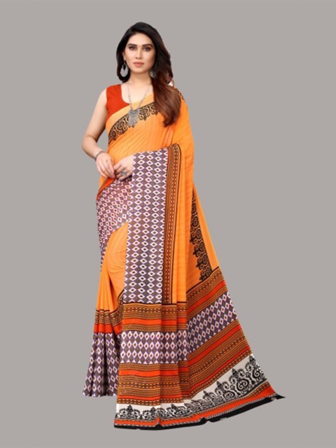 

Yashika Orange & White Saree