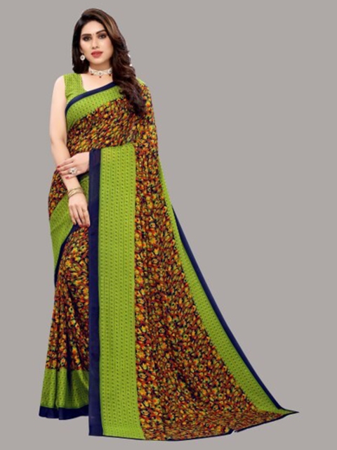 

Yashika Green & Blue Floral Saree