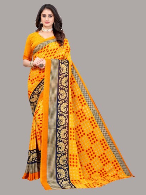 

Yashika Yellow & Black Floral Zari Saree