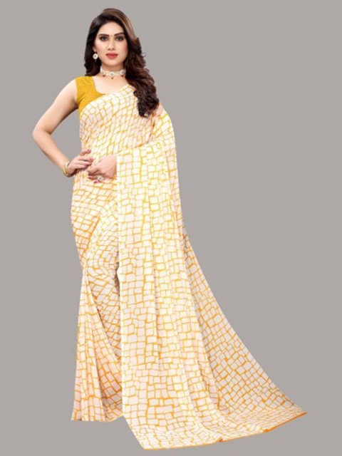 

Yashika Yellow & Off White Saree