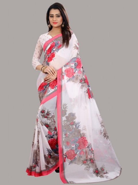 

Yashika White & Grey Floral Saree