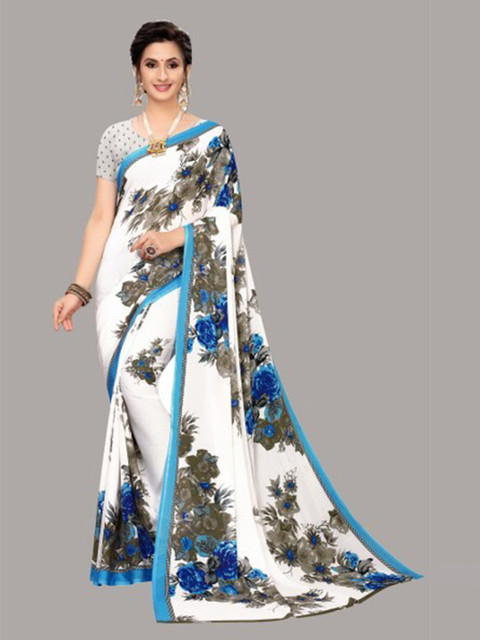 

Yashika Blue & Grey Floral Saree