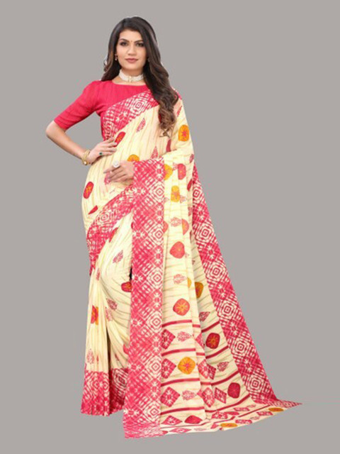 

Yashika Red & Cream-Coloured Saree