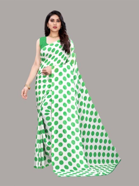 

Yashika White & Green Saree