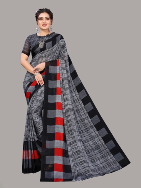 

Yashika Black & Red Checked Saree
