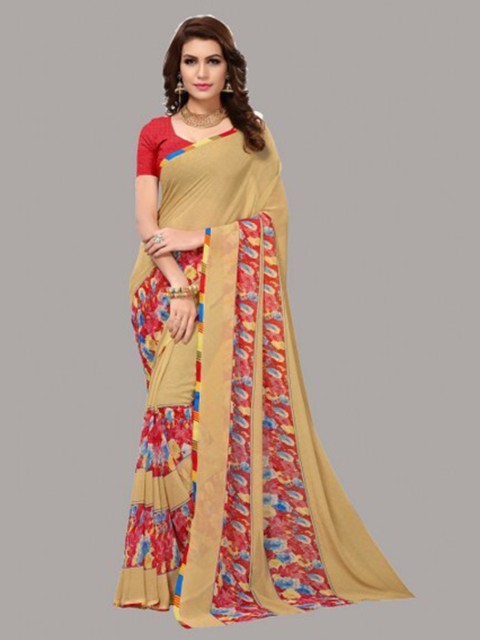 

Yashika Cream-Coloured & Red Floral Saree