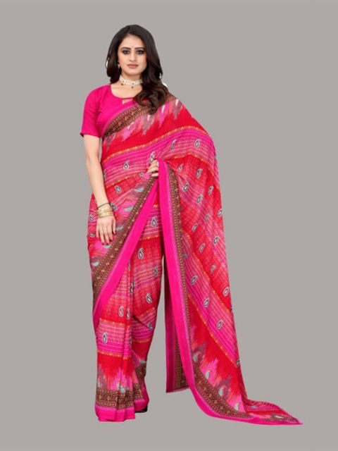 

Yashika Pink & Peach-Coloured Ethnic Motifs Saree