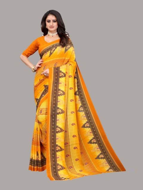 

Yashika Yellow & Orange Ethnic Motifs Saree