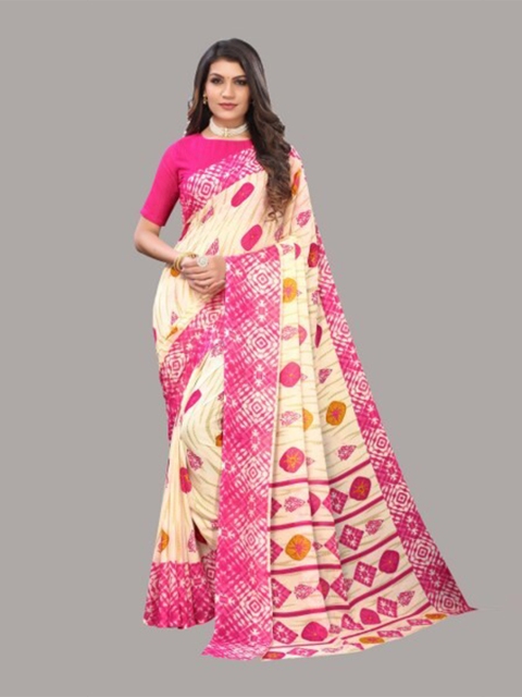 

Yashika Pink & Cream-Coloured Ethnic Motifs Saree