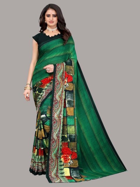 

Yashika Green & Red Saree