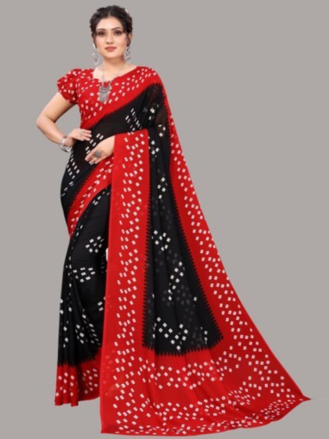 

Yashika Black & Red Bandhani Saree