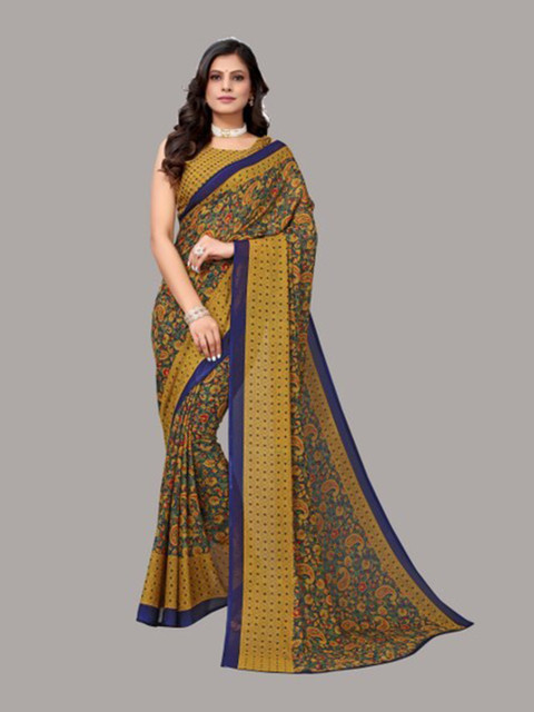 

Yashika Yellow & Blue Floral Saree