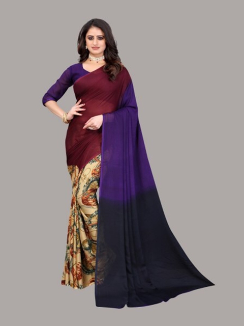 

Yashika Purple & Brown Half and Half Saree