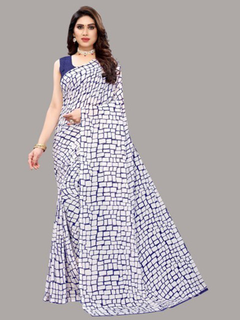 

Yashika Navy Blue & Off White Saree