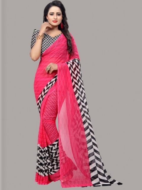 

Yashika Pink & White Saree