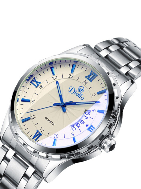 

DIOLLO Unisex Brass Printed Dial & Stainless Steel Bracelet Style Straps Analogue Watch DIO QUARTZ, White