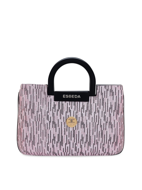 

ESBEDA Pink Animal Printed PU Structured Handheld Bag with Fringed