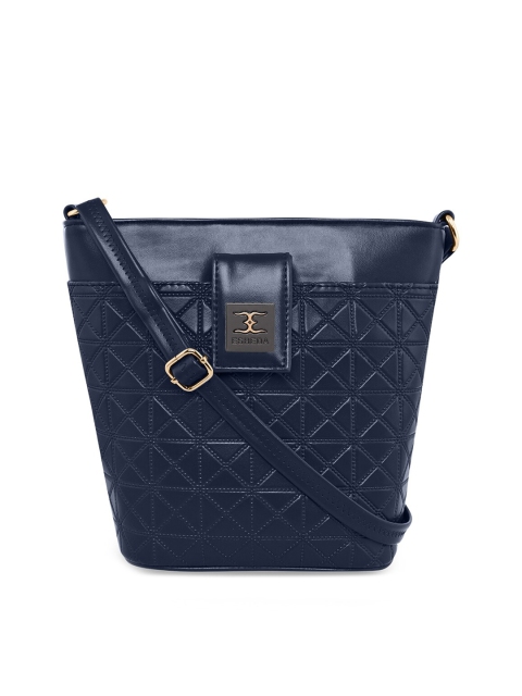 

ESBEDA Blue Textured PU Structured Sling Bag with Quilted