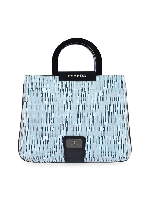 

ESBEDA Blue Printed PU Shopper Tote Bag with Fringed