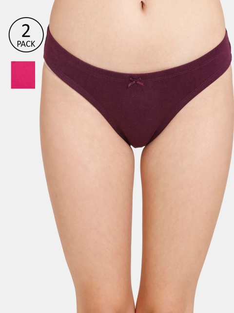 

Rosaline by Zivame Women Pack Of 2 Assorted Solid Cotton Hipster Briefs RO2045FASHASRTD, Pink