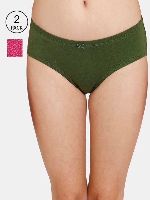 

Rosaline by Zivame Women Pack Of 2 Assorted Pure Cotton Hipster Briefs-RO2046FASHPBLUE, Multi