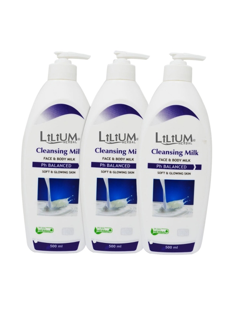 

Lilium Set of 3 Regular Cleansing Milk 500 ml, White