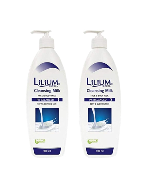 

Lilium Set Of 2 Regular Cleansing Milk 900ml, White