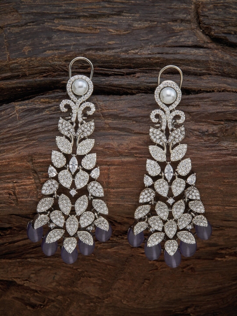 

Kushal's Fashion Jewellery Purple Floral Jhumkas Earrings