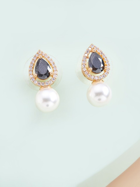 

Kushal's Fashion Jewellery Black Teardrop Shaped Studs Earrings