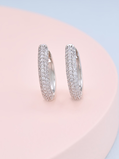

Kushal's Fashion Jewellery White Circular Half Hoop Earrings