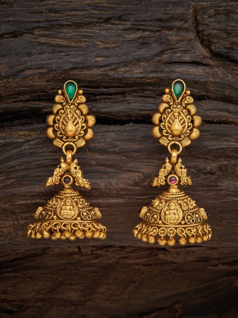 

Kushals Fashion Jewellery 92.5 Silver Red Dome Shaped Jhumkas Earrings