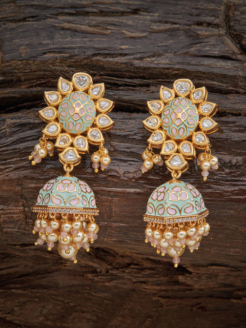 

Kushal's Fashion Jewellery Pink Floral Jhumkas Earrings