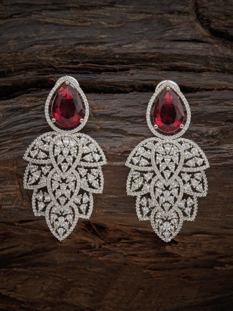 

Kushal's Fashion Jewellery Red Teardrop Shaped Drop Earrings